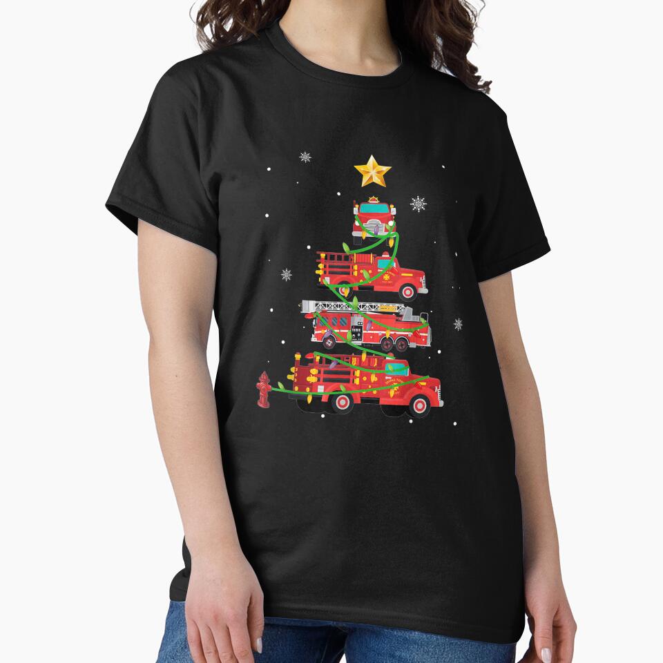 Firefighter Fire Truck Christmas Tree Xmas T Gifts by lishakaren