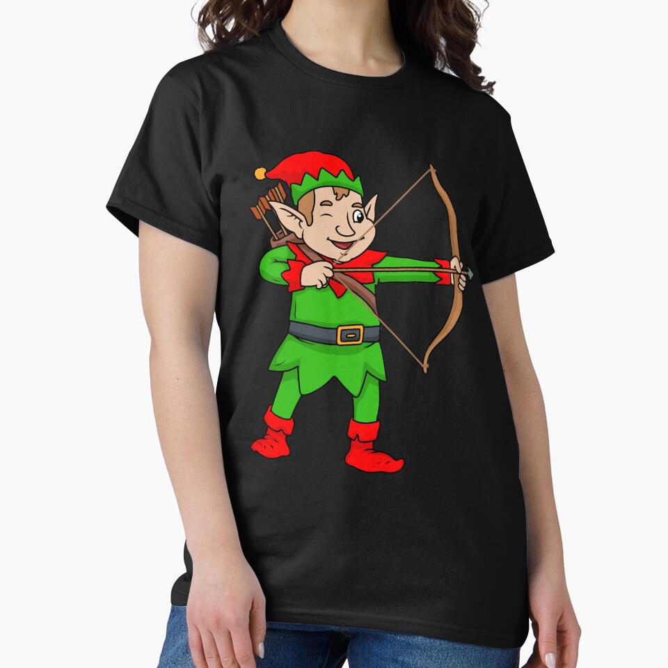 Christmas Archery Gift Kids Bow Tshirt Men Archery Elf by DSWShirts