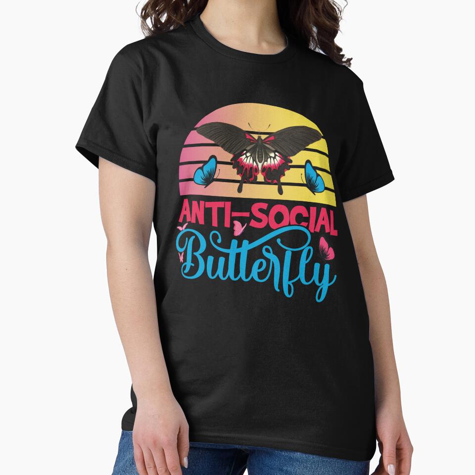 Antisocial Butterfly - Funny Retro Vintage Introvert by Theparticular