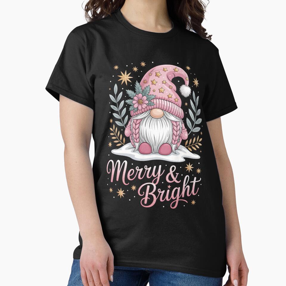 Merry & Bright Pink Christmas Gnome by martindesignden