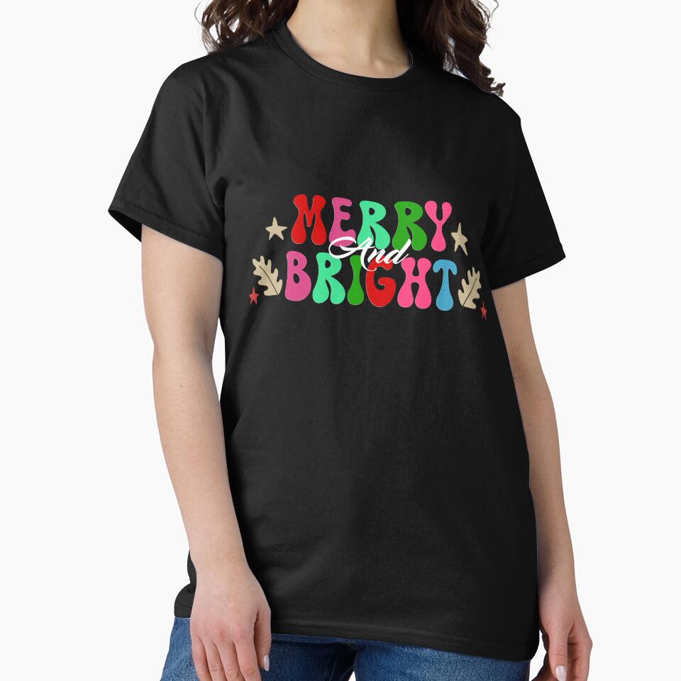 Merry And Bright Christmas Family Xinter Xmas Snow Hollidays Colorful Autumn Fall by DjenShop