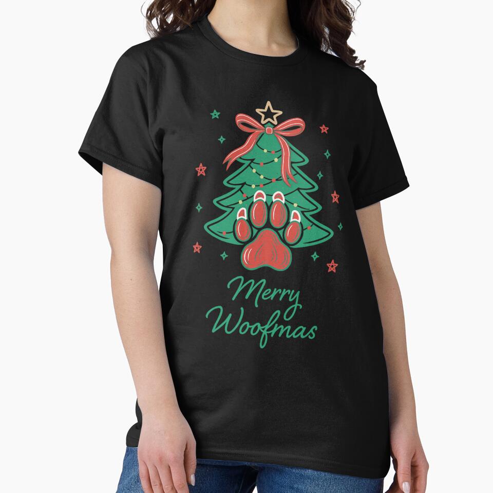 Merry Woofmas Funny Dog Paw Christmas Tree Pun Dog Lover Gift by haitrieuic96