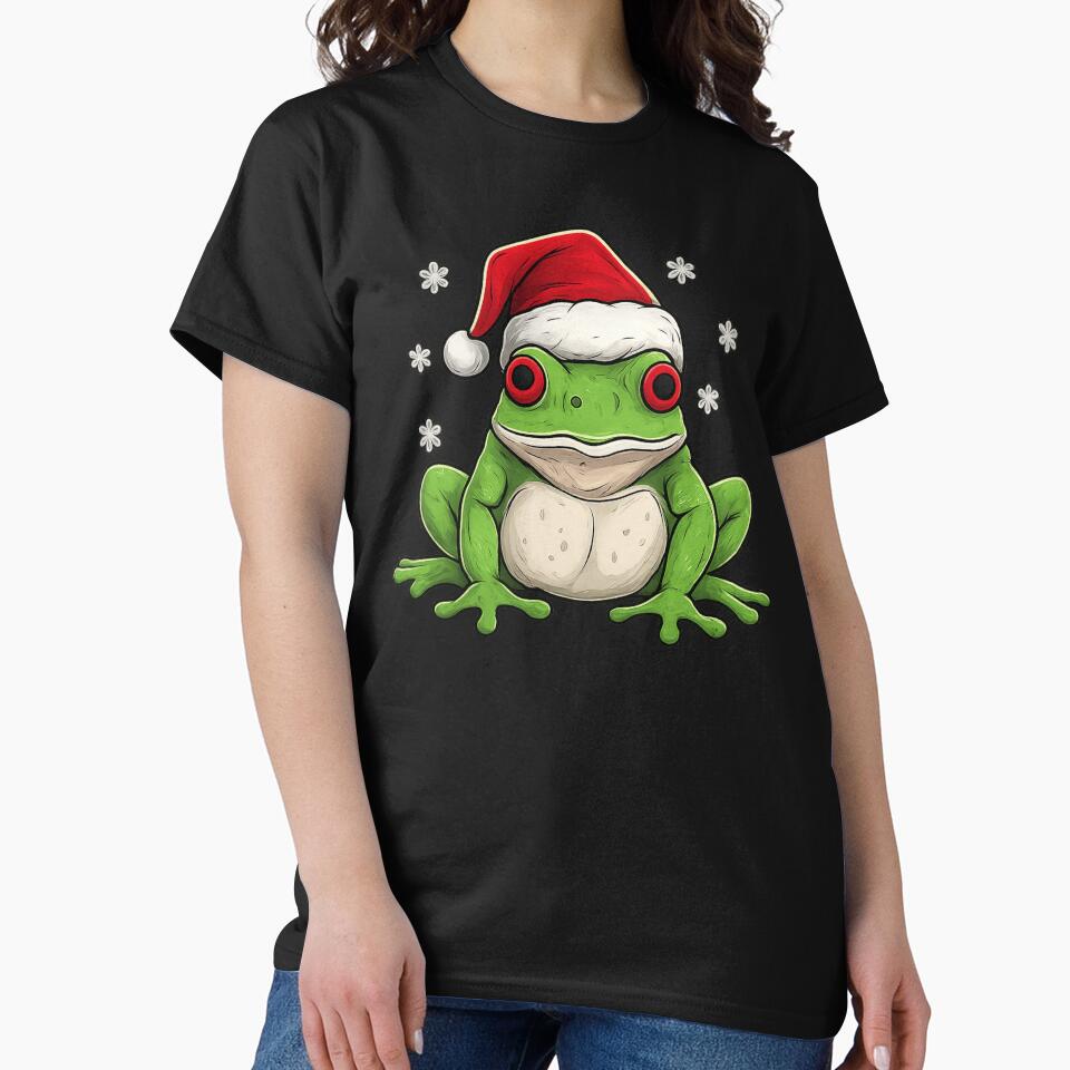 Christmas Frog Santa Hat Funny Holiday Cute Red Eyed Tree Frog by haitrieuic96