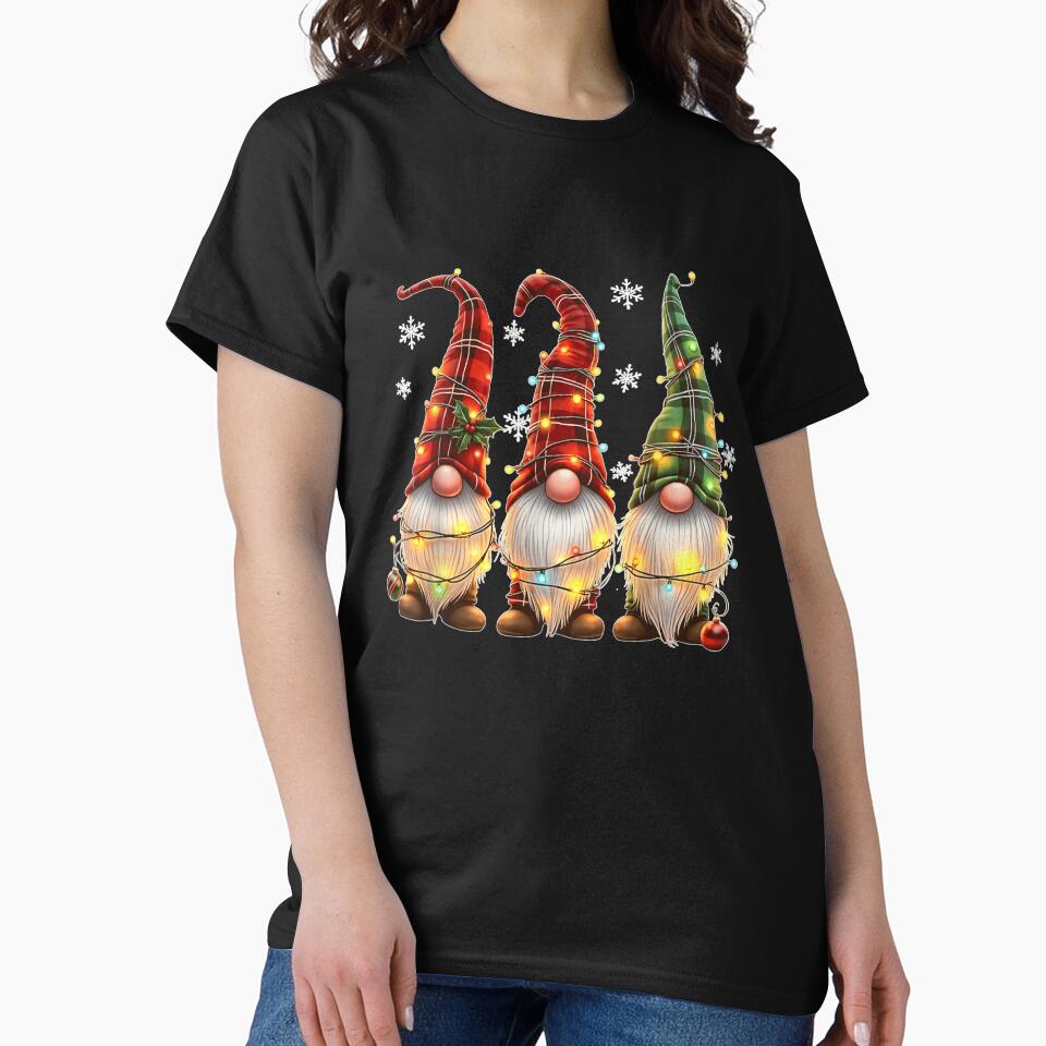 Three Gnomes Men Women Buffalo Plaid Red Christmas by MassonCalepon