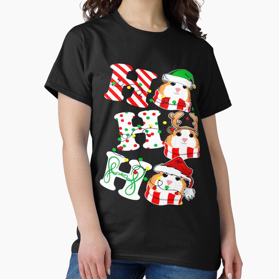 Ho Ho Ho Guinea Pig Lights Santa Hat reindeer ELF Christmas by TGMerwin