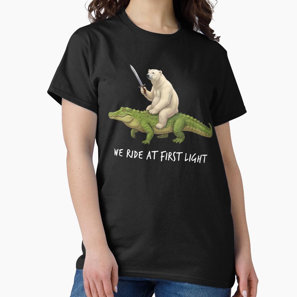 We Ride at First Light Funny Polar Bear Crocodile Animal Lover by TerryConnells
