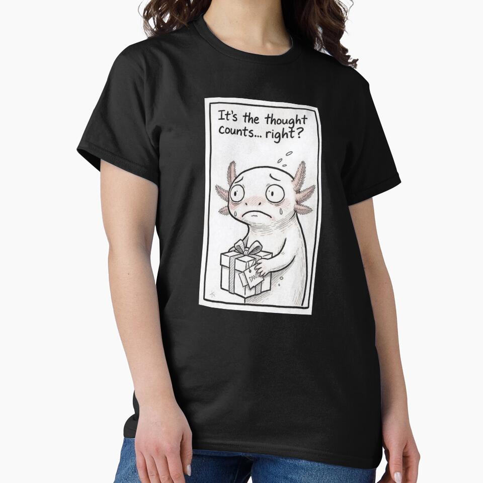 It’s the Thought That Counts – Cute Nervous Axolotl Christmas Design by MadeByACJ