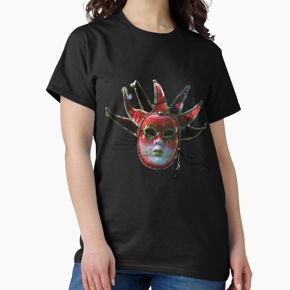 BLACK, RED AND GOLD JESTER MASK , Masquerade Party by BulganLumini