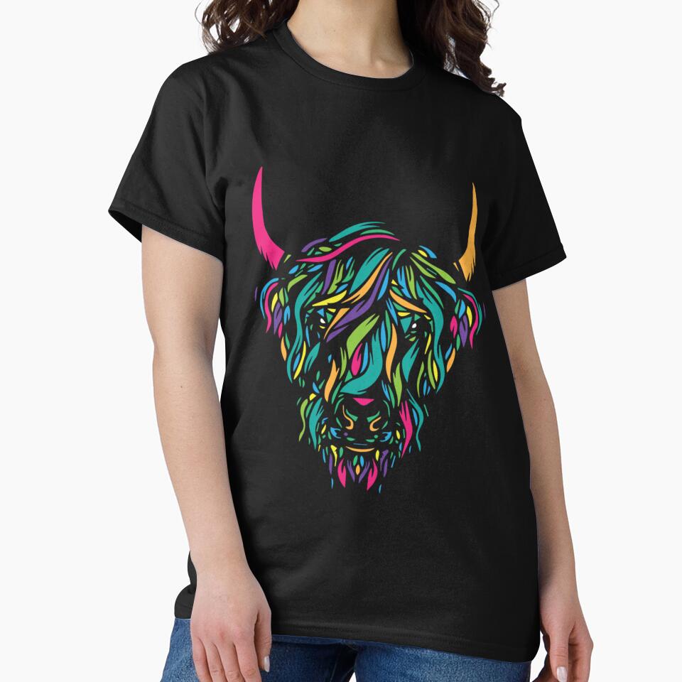 Colorful Highland Cow Art on Shirts, Shower Curtains, Phone Cases, and More! Add a Pop of Whimsy to Your Life! by Mrrs-co