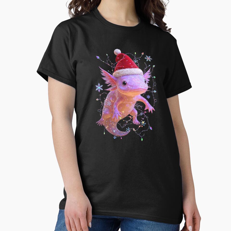 Cosmic Christmas Axolotl – Psychedelic Neon Lights & Festive Snowflakes by MadeByACJ