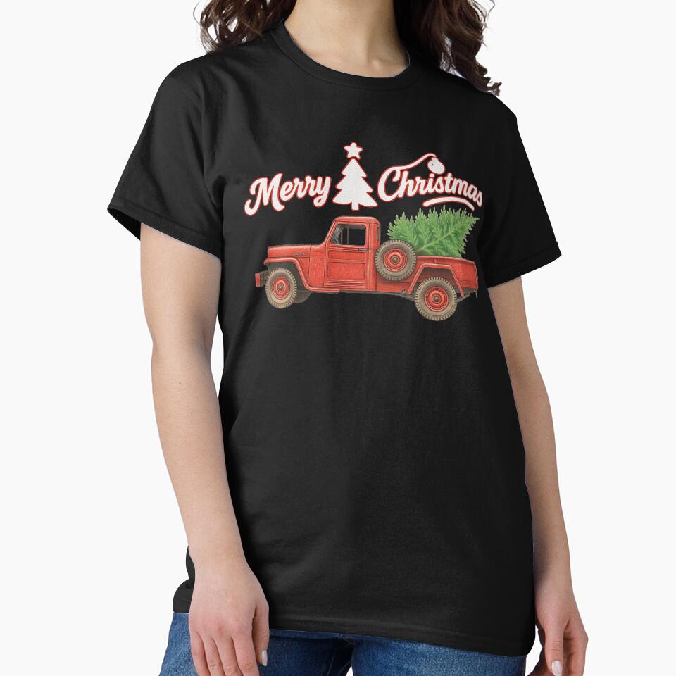 Merry Christmas Vintage Red Truck T-Shirt by RRP Design