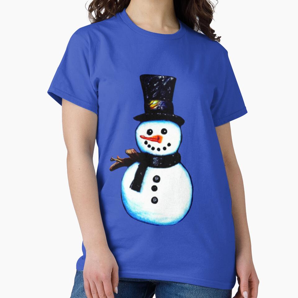 Cute Snowman Wearing a black top hat by DelynCreates