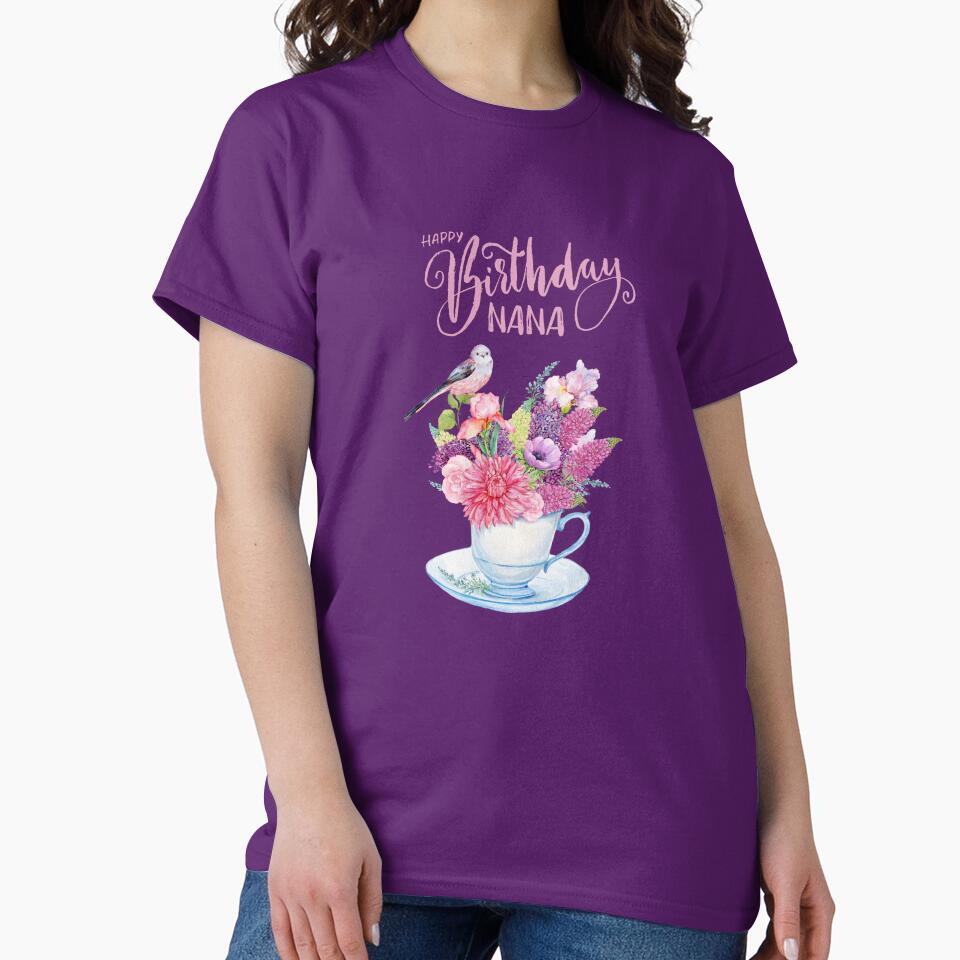 Happy Birthday Grandma - Floral - Bird by patternjp
