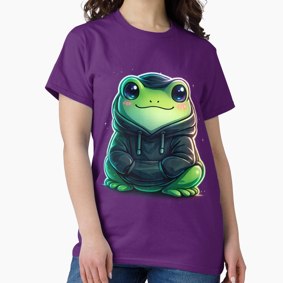 Copy of Just Vibing Neon Frog – Cute Cyber Aesthetic Frog in Hoodie by Culture Atlas