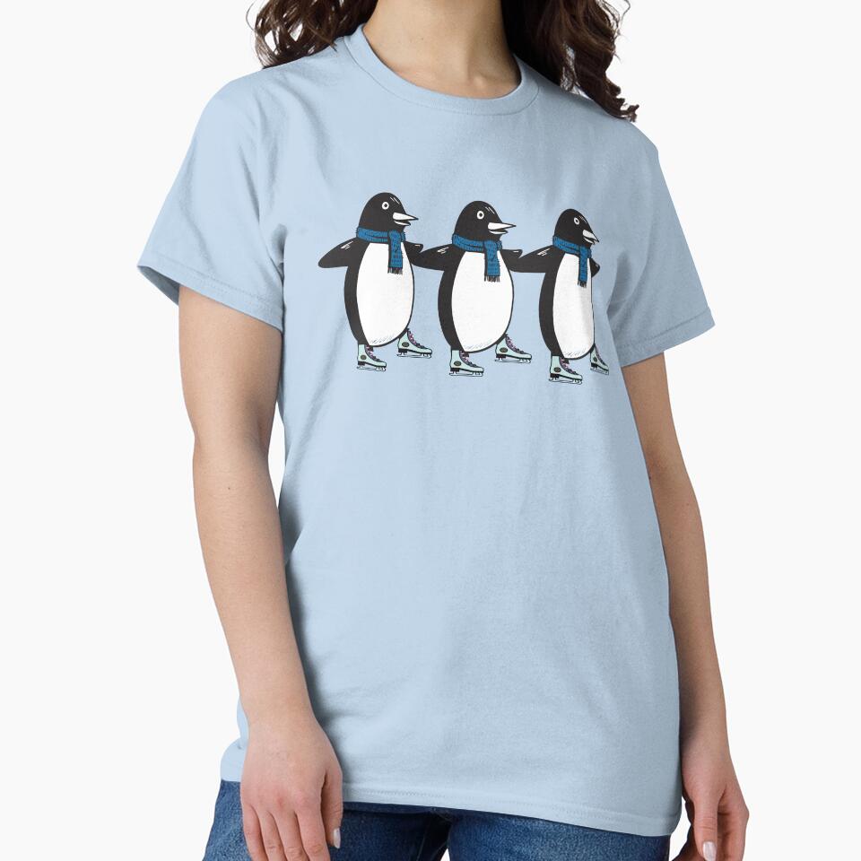 Penguins skiing on the snow by Donutlovers