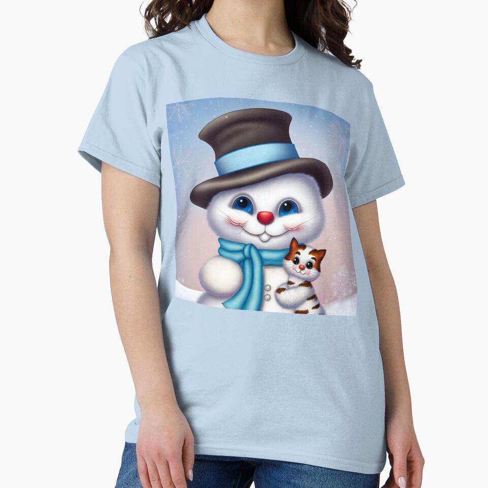 Fuzzy Snowman holding Kitten by GummywormDesign