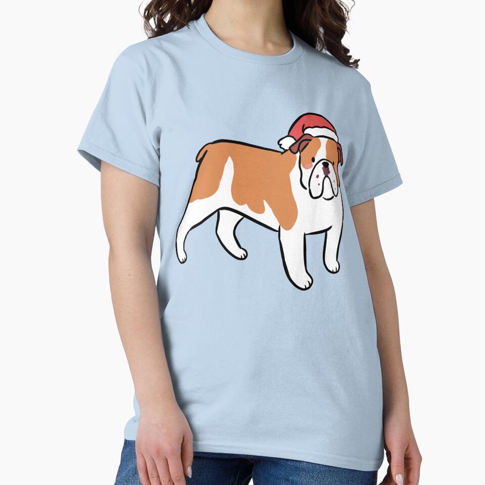 Cute christmas bulldog dog illustration by Yarafantasyart