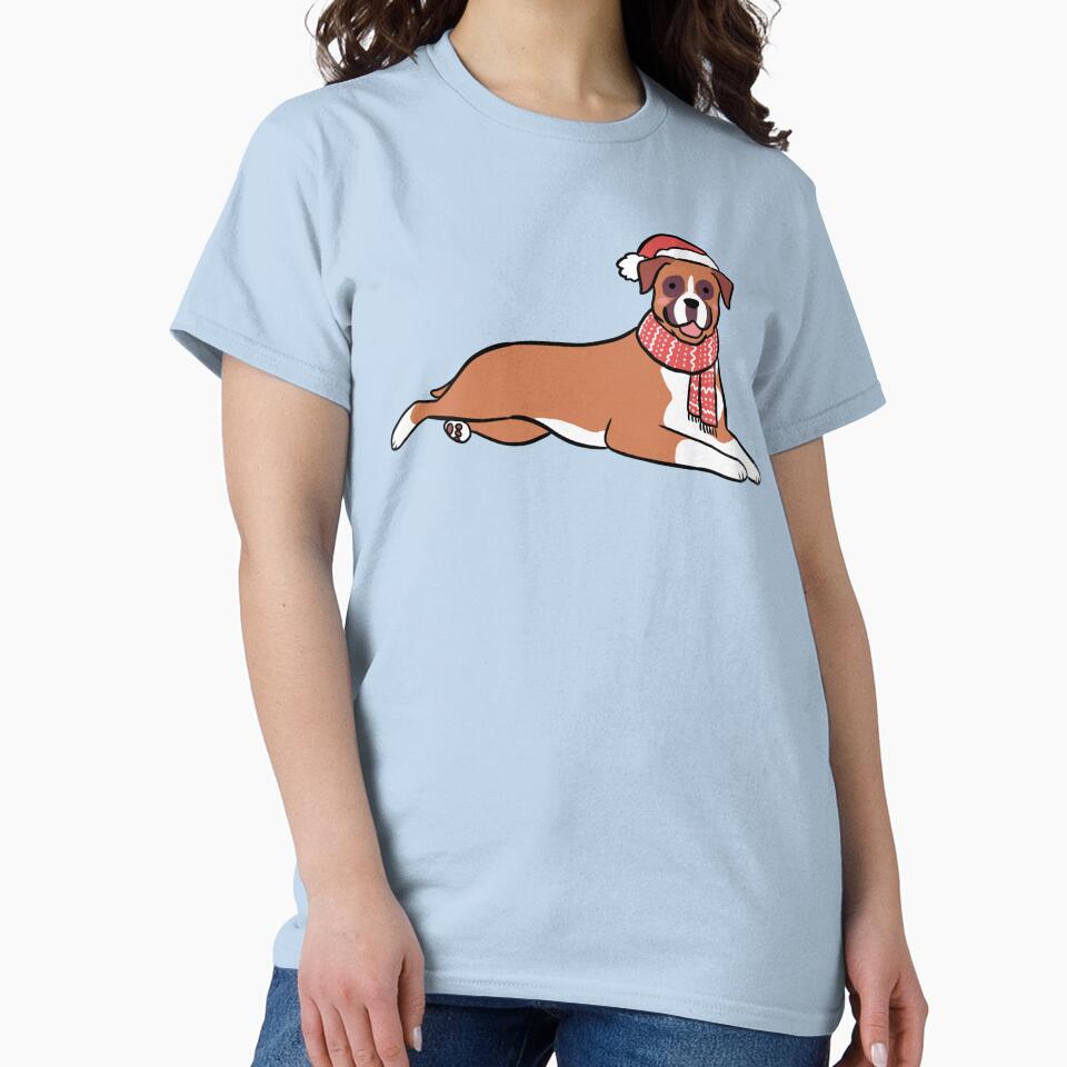 Cute christmas boxer dog illustration by Yarafantasyart