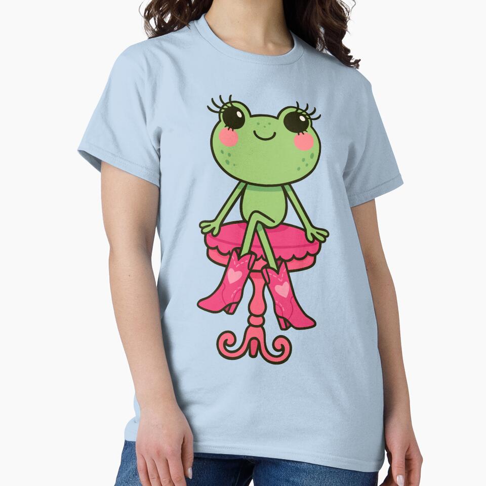 Elegant Frog Diva with Pink Cowgirl Boots – Cute Glam Vibes by Print-Zoo