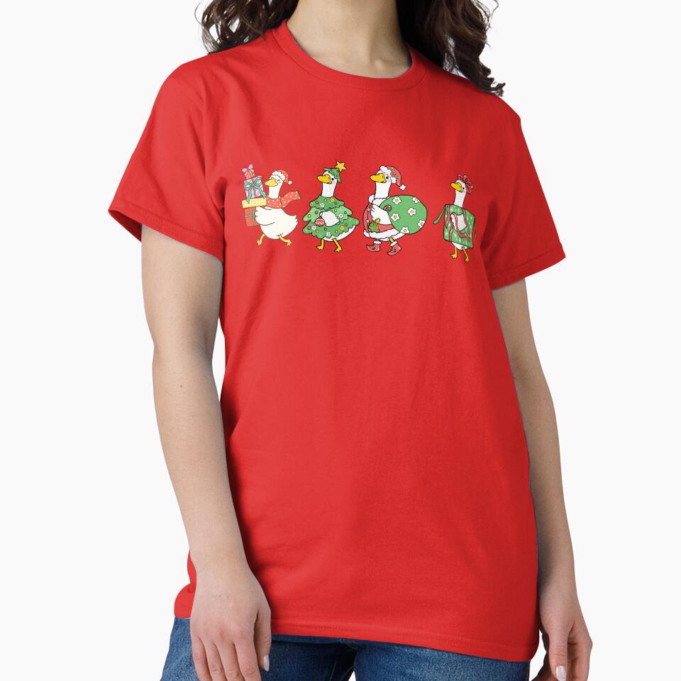 Christmas Duck Shirt, Cute Goose Christmas T-Shirt, Holiday Duck Graphic Tee, Festive Goose Lover Gift, Funny Christmas Shirt by CoffeeChaptersAndChaos