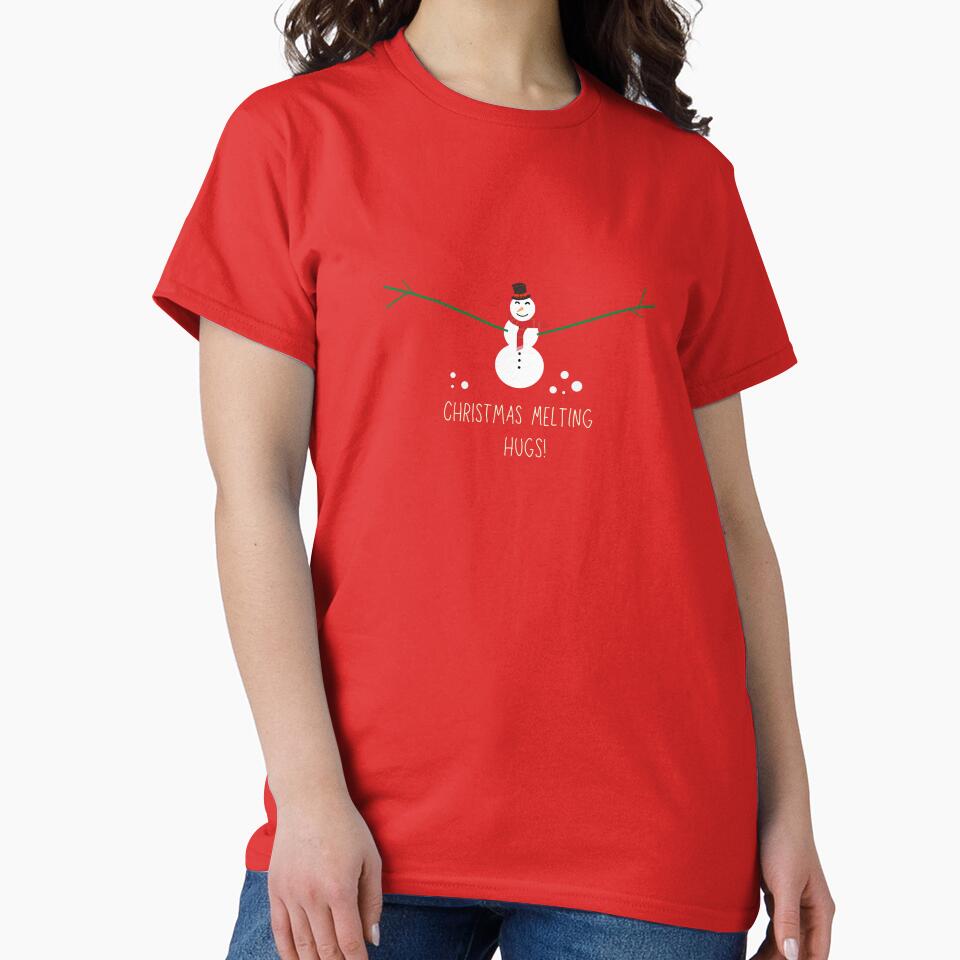 Cute Snowman Christmas Melting Hugs Design by DesignsVault