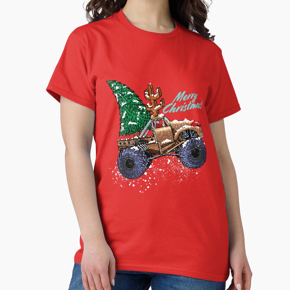 Merry Christmas Santa Driving A Monster Truck Vintage by tronictees