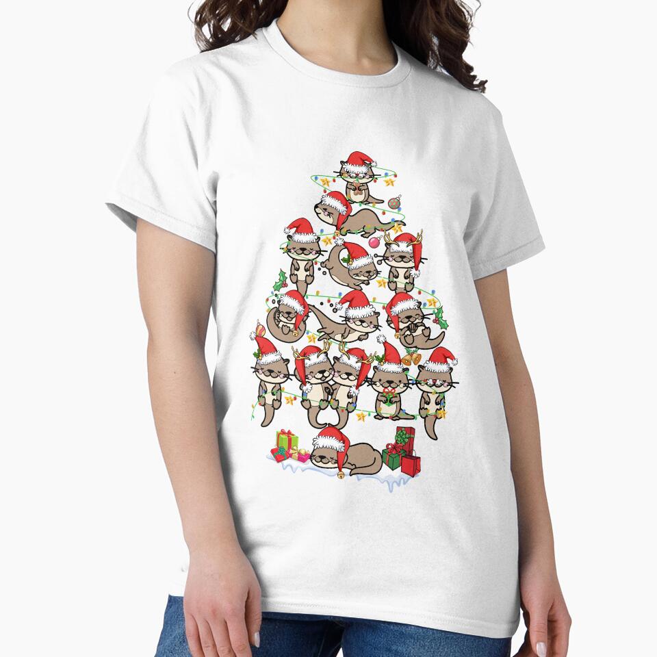 Cute Sea Otter Reindeer Kids Funny Christmas Tree Animal Lover by LavateArtStudio