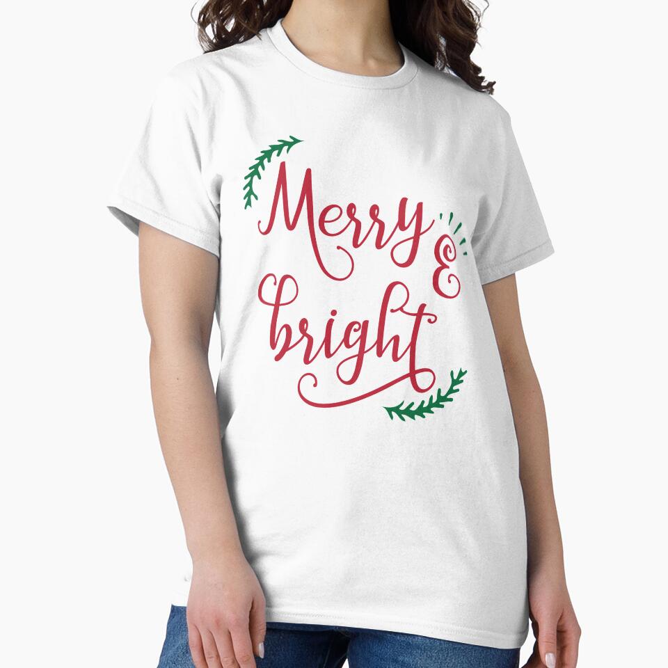 Red and Green merry and bright christmas Typography by MGdezigns