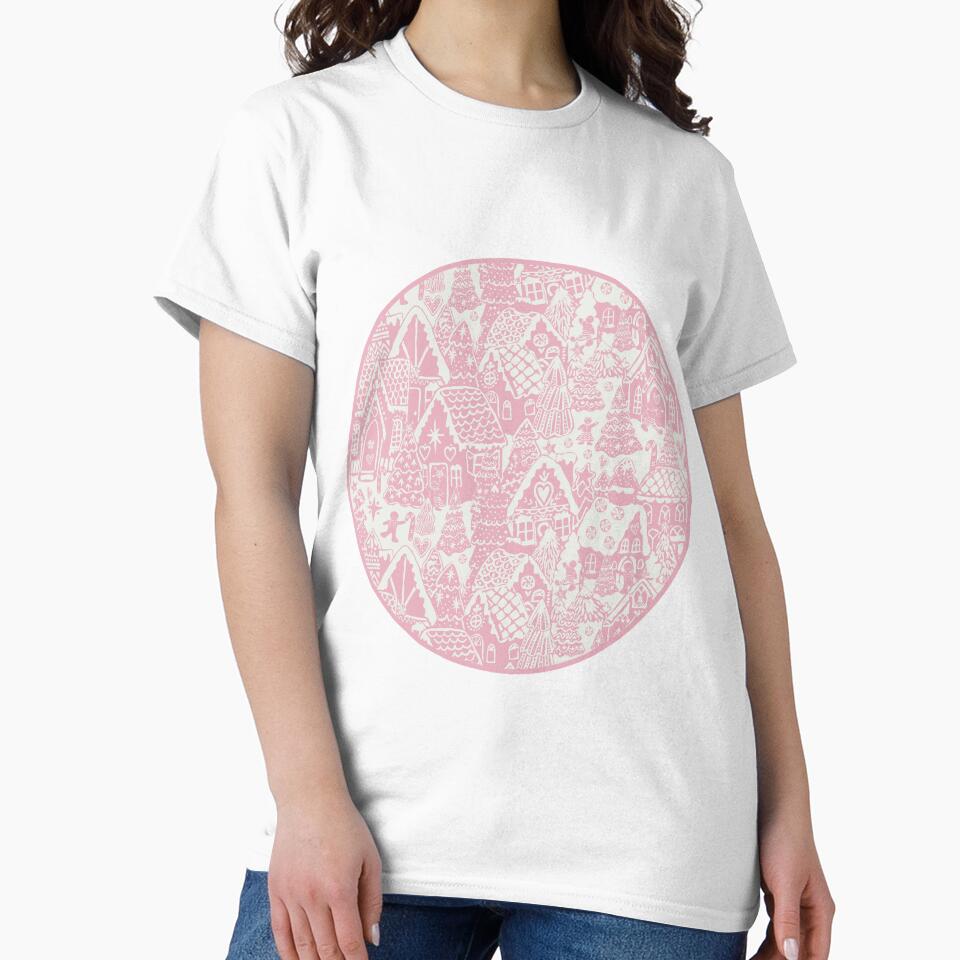 Holiday Gingerbread Village in candy land pink and winter white by MagentaRose