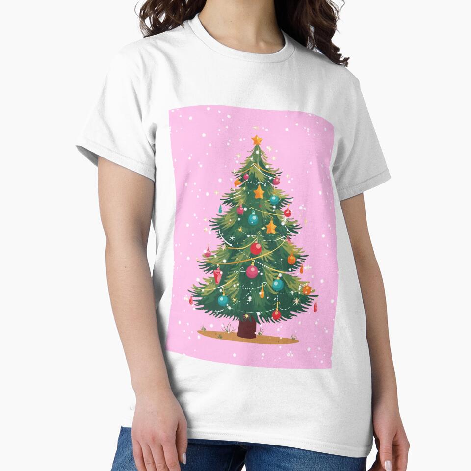 Christmas Tree, Christmas, Snow, Holiday Season, Holidays, Pink by Magic Love Art Print