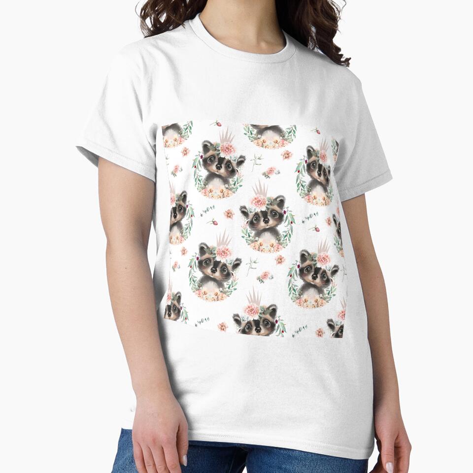 Floral Cute Raccoons Pattern by SweetTea4U