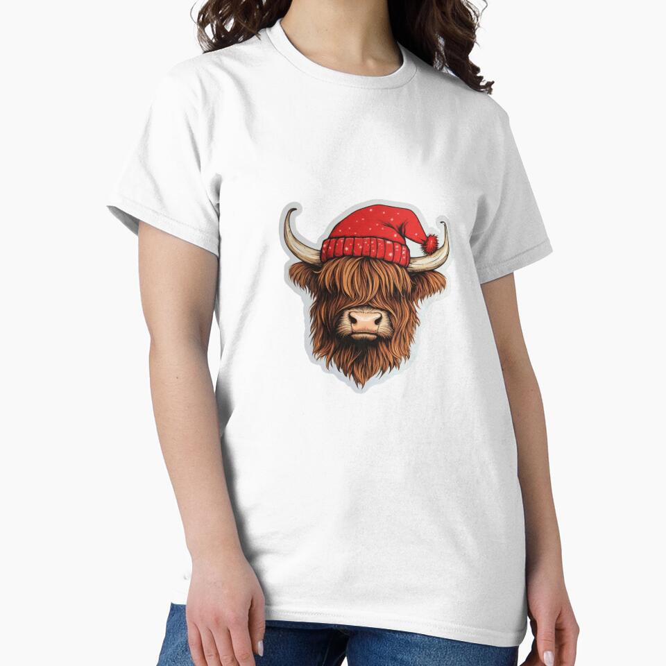 Highland Cow with Red Hat by NicolasGlowArt