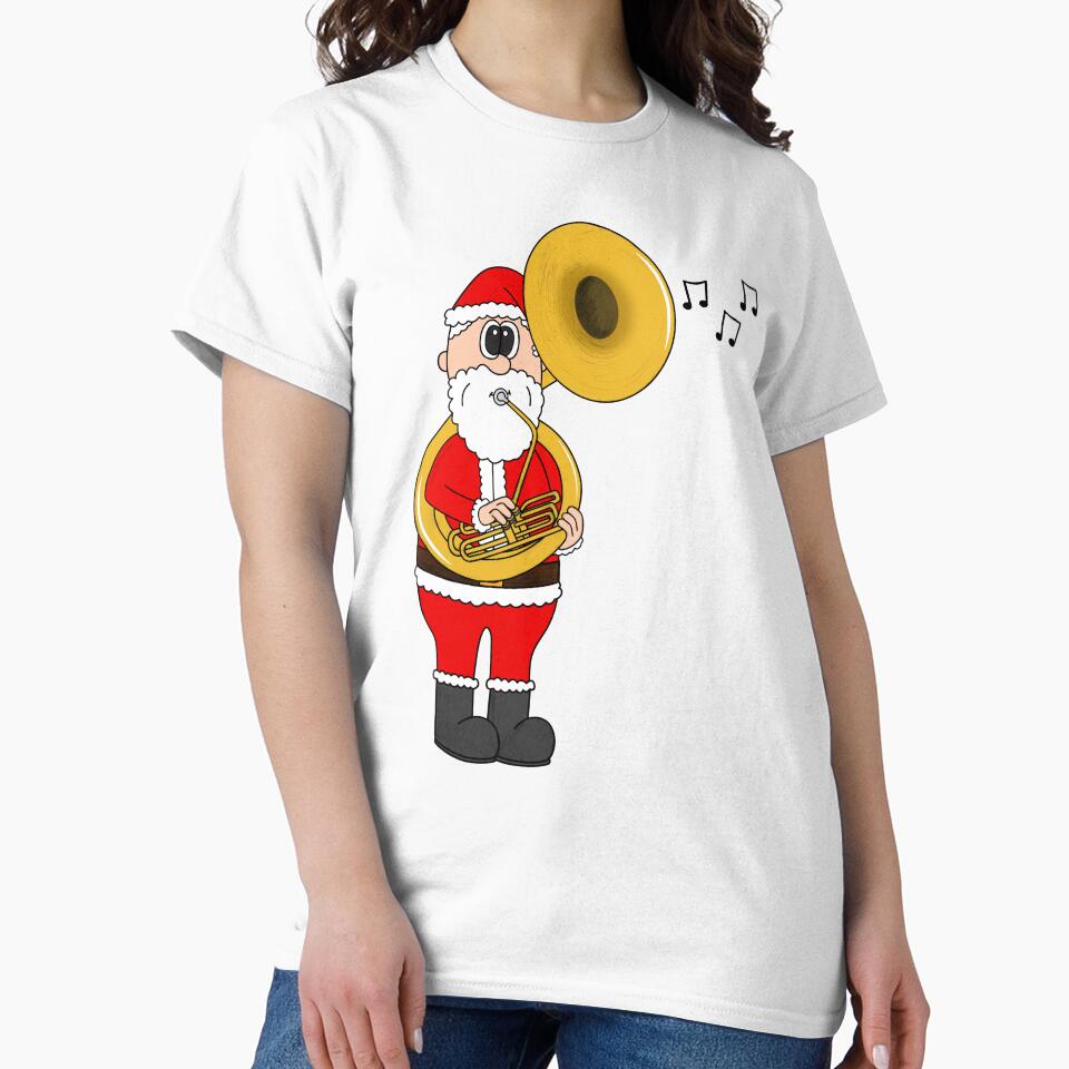 Santa Playing Sousaphone, Christmas Sousaphonist Brass Musician by doodlerob
