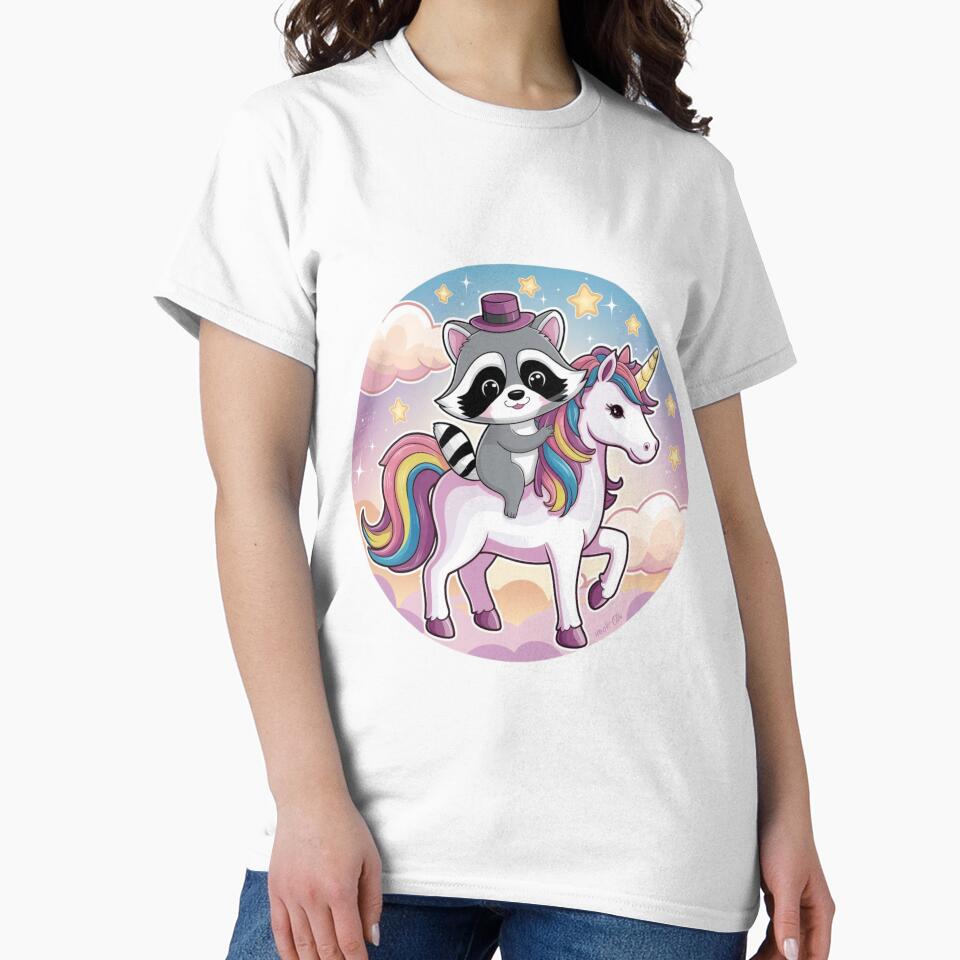 Raccoon And Rainbow Unicorn by NicolasGlowArt