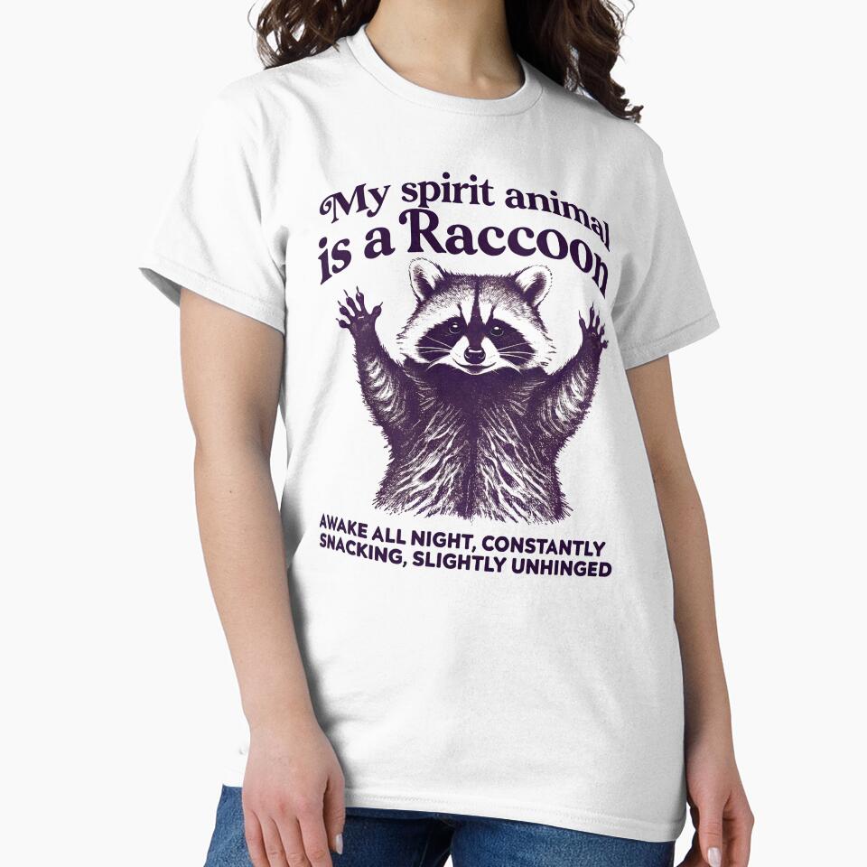 My Spirit Animal is a Raccoon Funny Quote Design by SamSupershirt