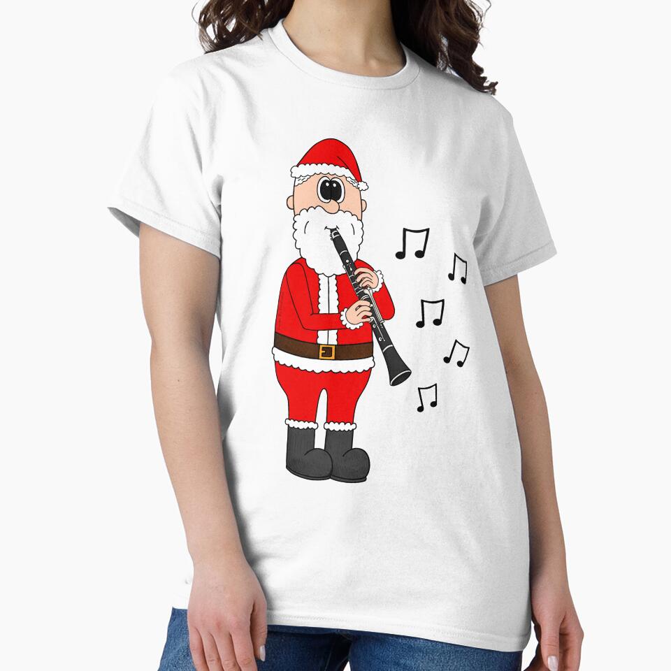 Santa Playing Clarinet, Christmas Clarinetist Woodwind Musician by doodlerob