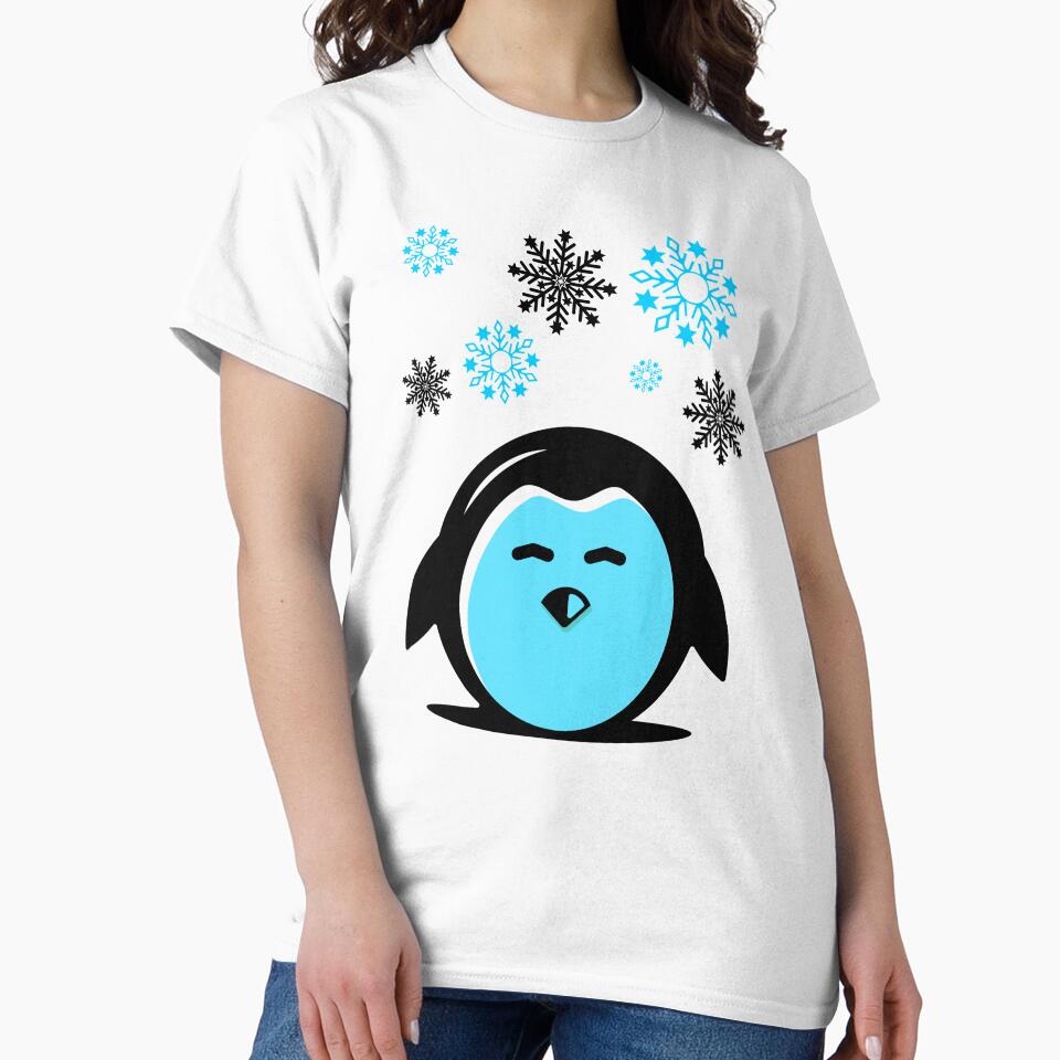 Cute Blue Penguin Winter Snowflakes by AStar17