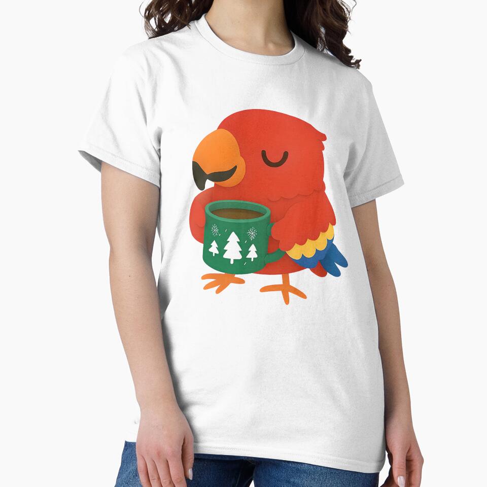 Cute Parrot with Hot Chocolate – Cozy Winter Christmas Bird Gift for Parrot Lovers by SkyTastic