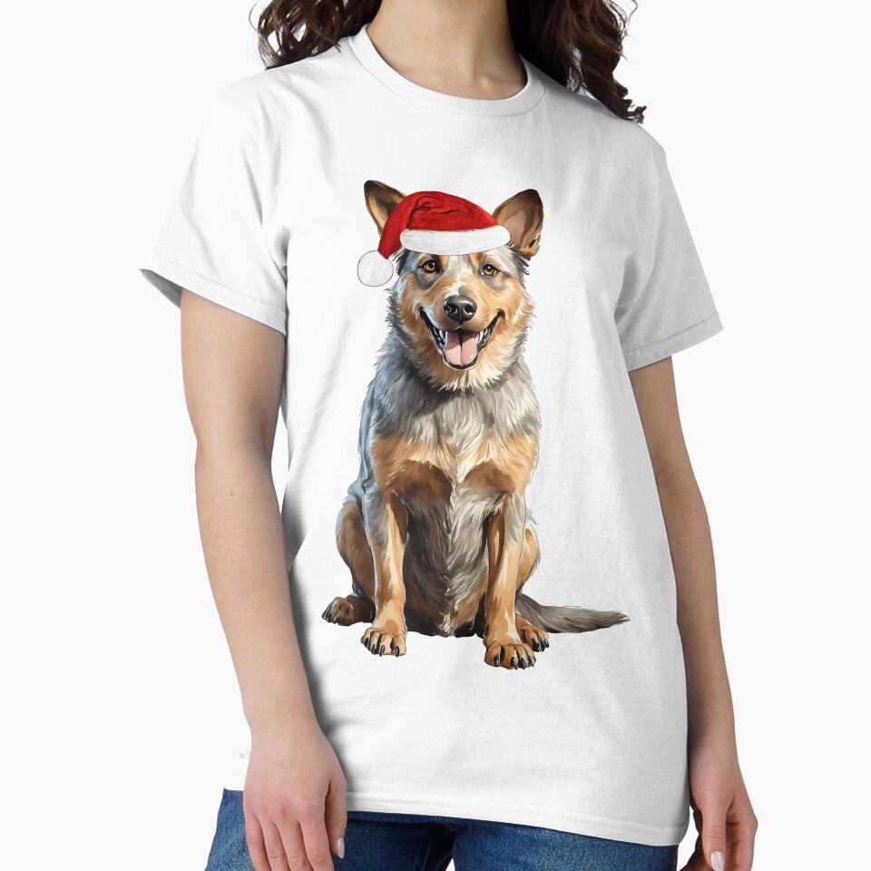 Australian Cattle Dog Christmas Tree Dog Puppy Watercolor by Magnolia Valley Art
