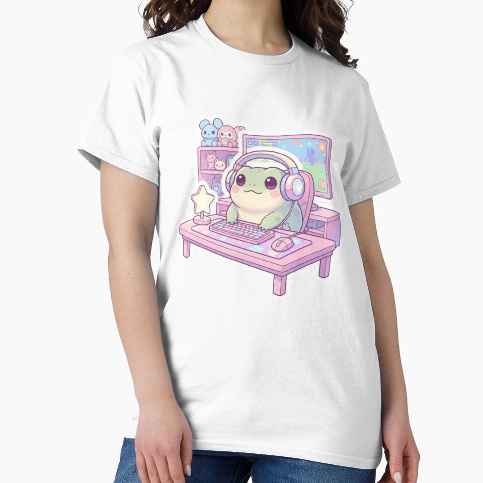 Kawaii Gamer Frog Aesthetic – Cute Pastel Gaming Setup Design by DesignNovaCo