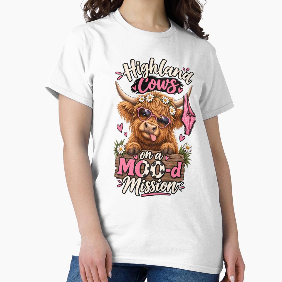 Highland Cows on a Moo-d Mission Funny Cow Lover by ZIGLWORKS
