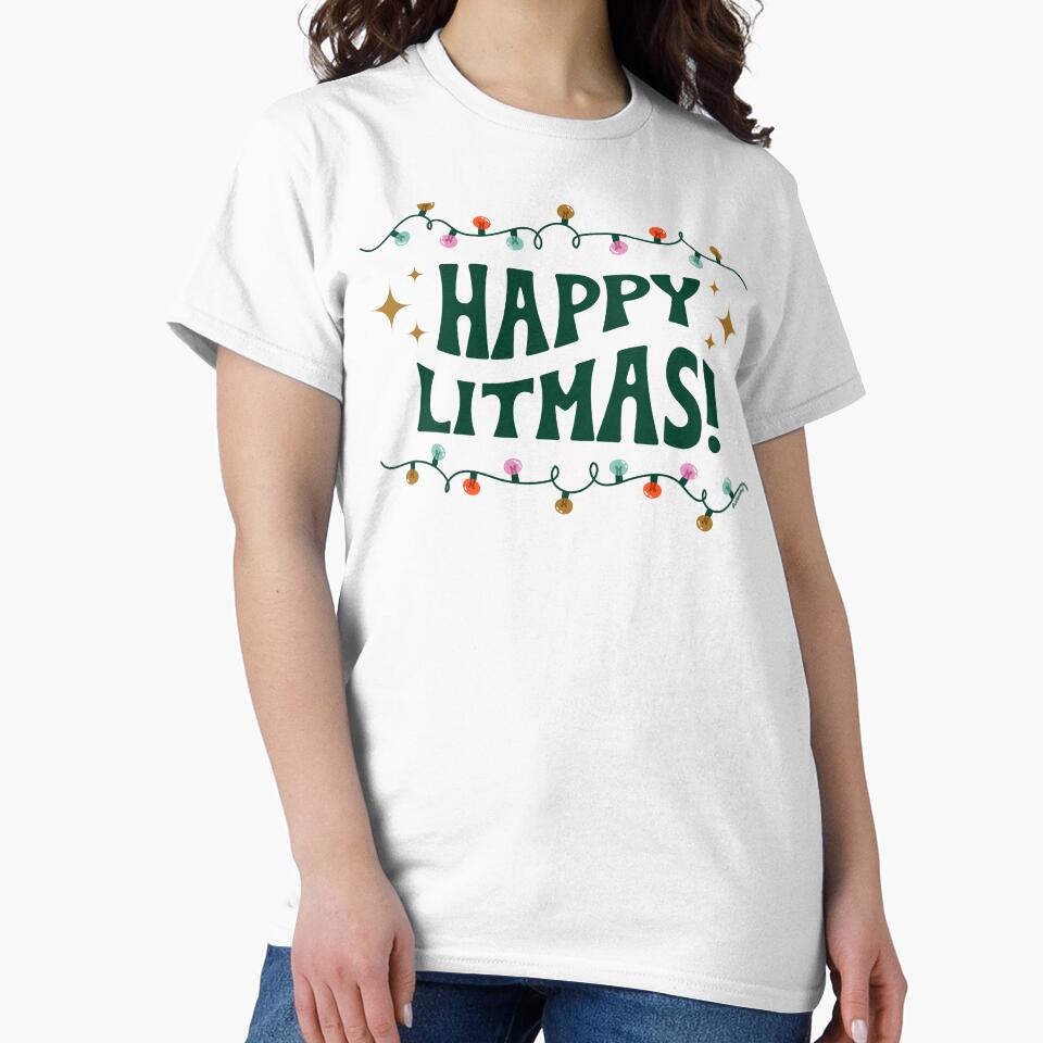 Happy Litmas / Merry Bookmas Christmas Lights Bookish Aesthetic Kindle Reading Happy Holidays Merch Book Lover Christmas Gift Ideas Tbr Booktok by Latinoladas