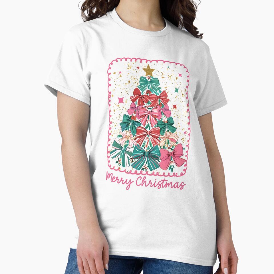 Merry Christmas Shirt, Coquette Christmas Sublimation Designs, Preppy Xmas T-shirt, Christmas 2025 Shirt, Trendy Xmas TBJ by ZelmaPrice
