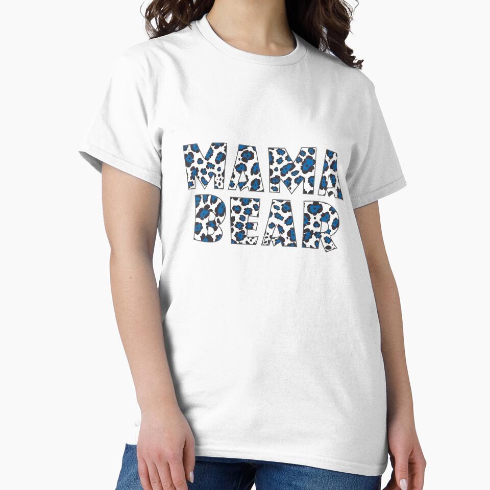 Mama Bear in Leopard Print White and Blue by Matt Ballinger