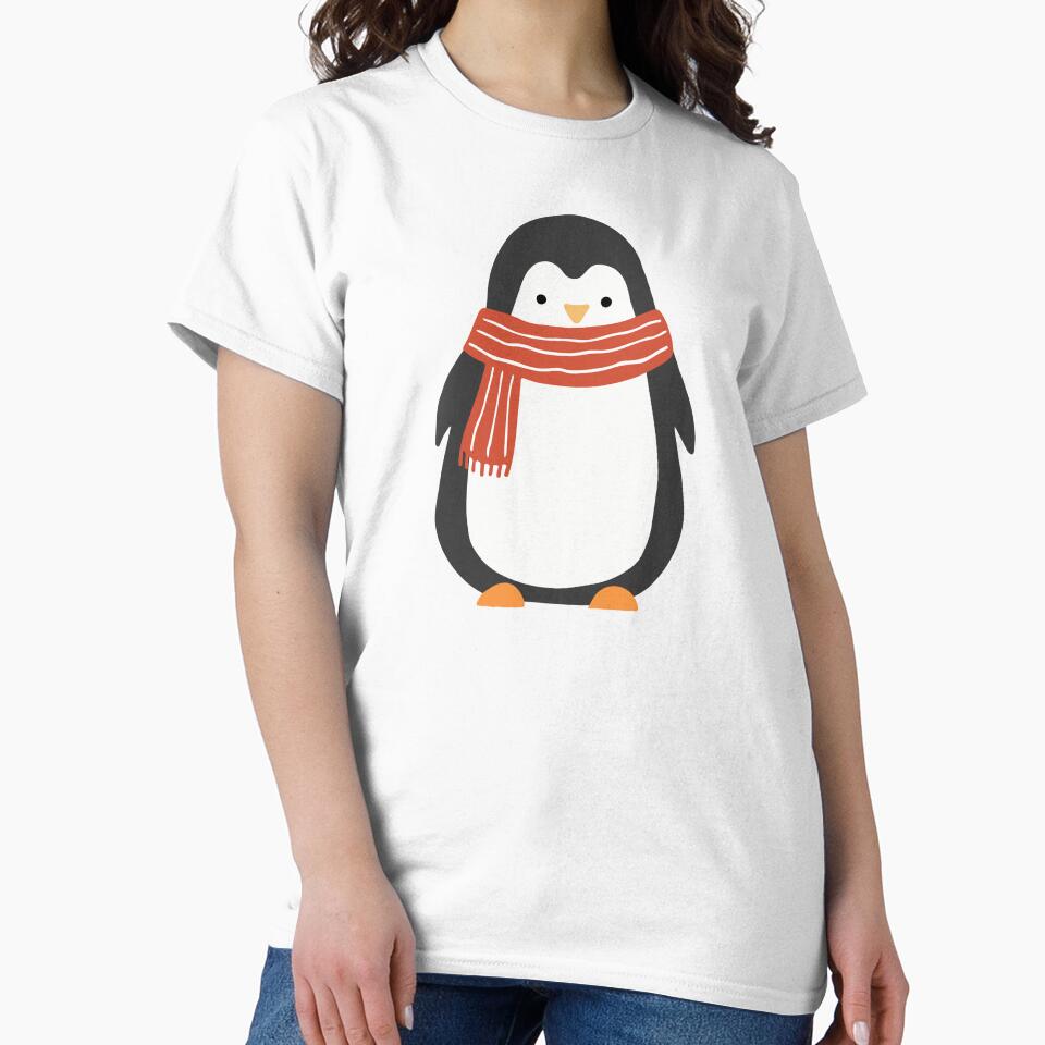 Penguin With Scarf Illustration by KarolinaPaz