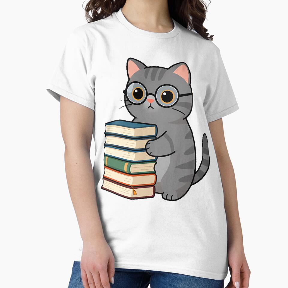 Librarian Cat with Books by pumsquare