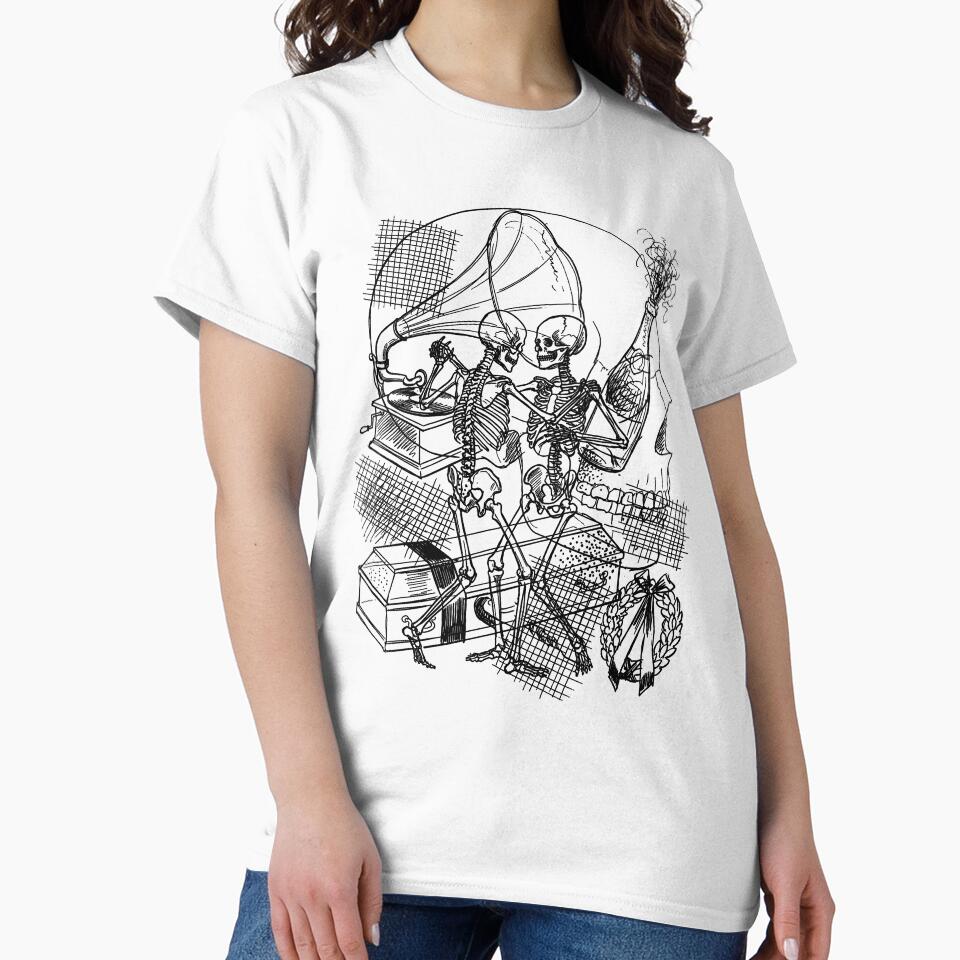 Dancing Skeletons - Gothic Danse Macabre Vintage Linework Art by FreiherrPK