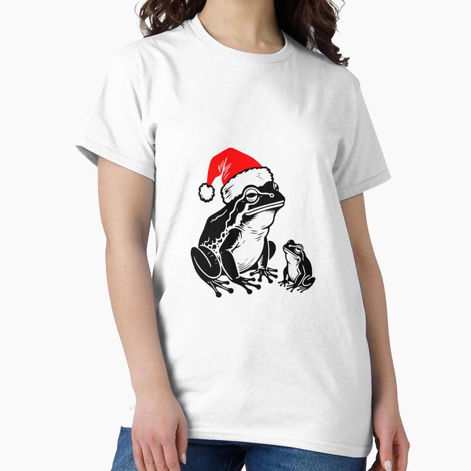 Frog Mom and Baby with Santa Hats Silhouette | Christmas Family Art by JollyCritters