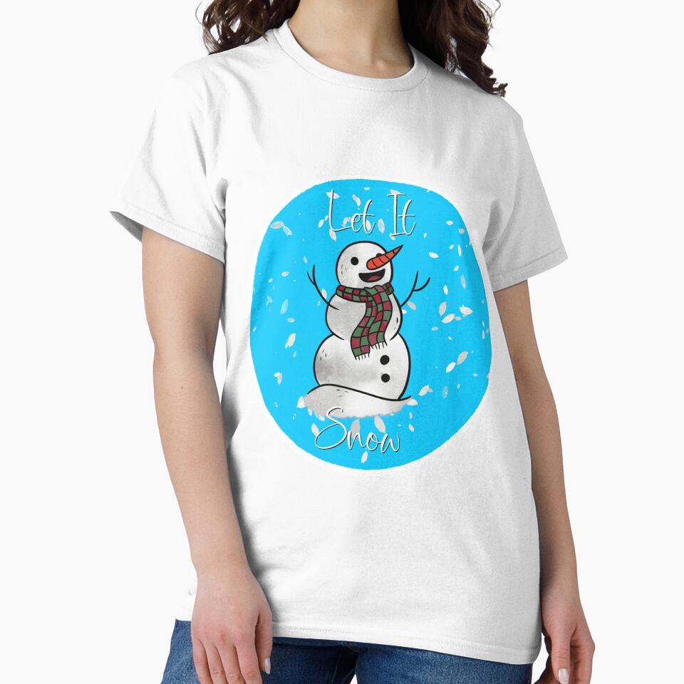 Let It Snow Snowman Illustration Light Blue by quirkycounselor