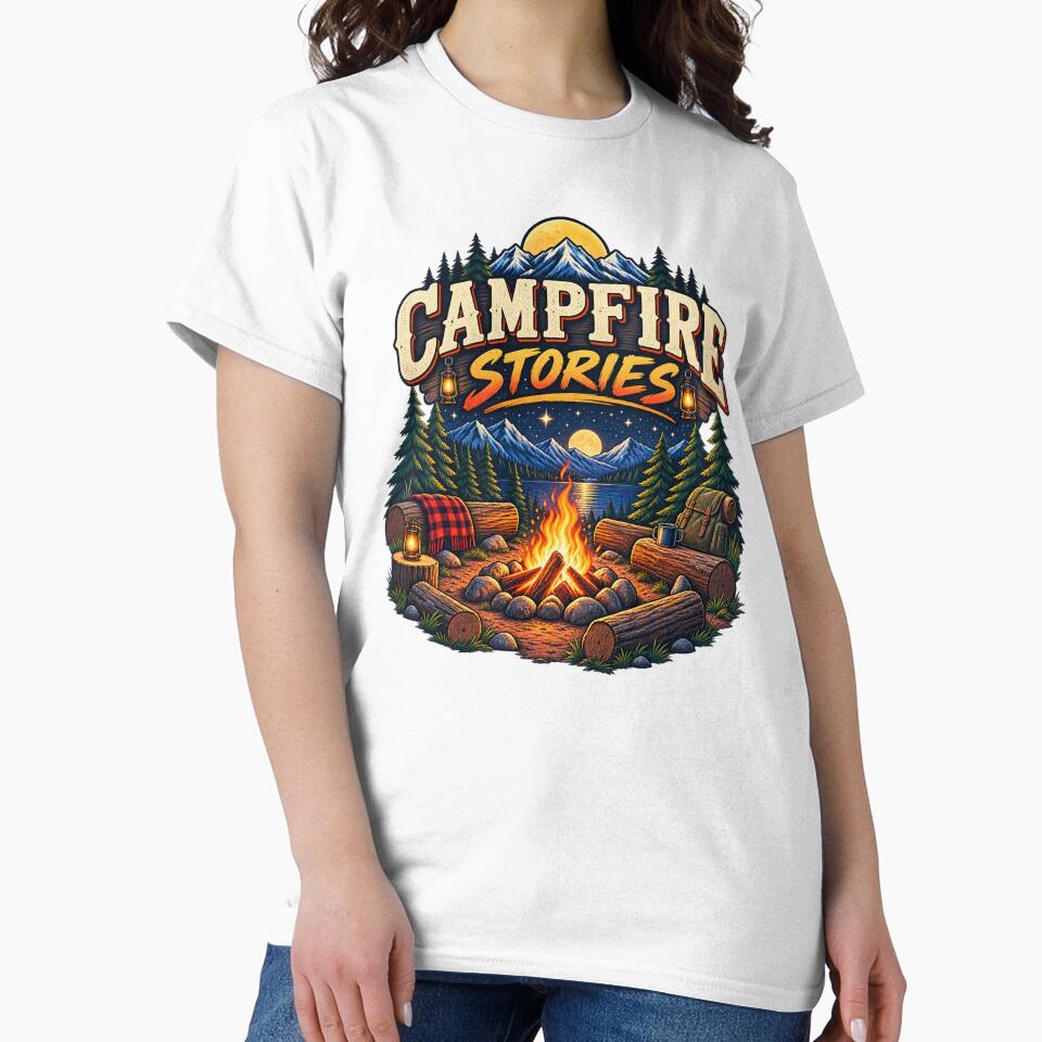 Campfire Stories Vintage Camping Mountain Forest Adventure Design by RobertArt08